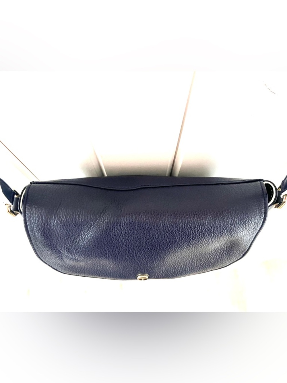 Talbots Navy Pebbled Leather Crossbody Bag with Gold Accent - Picture 5 of 11